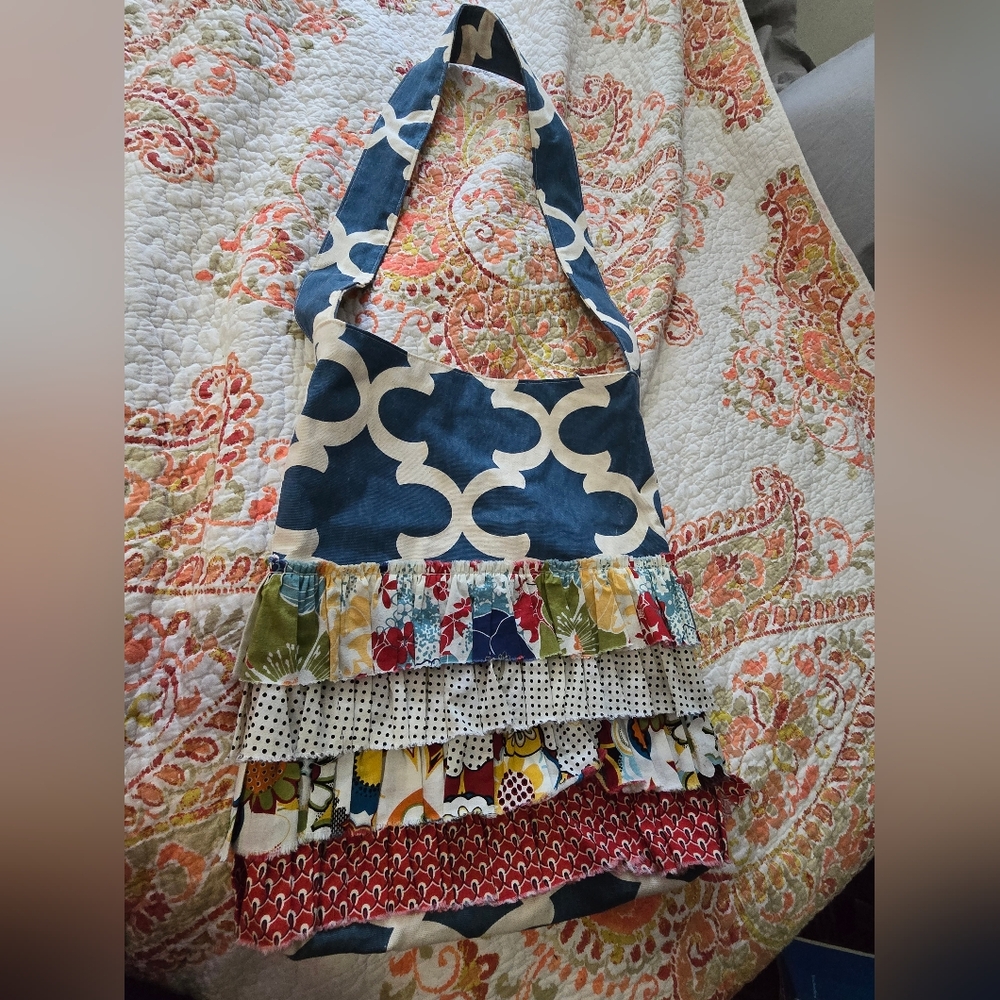 Multicolor Layered Patchwork Tote Bag. Pockets Inside.  Small Spot See Pics
